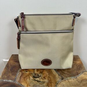 Dooney & Bourke Beige Shoulder Bag with Dark Brown Trim
